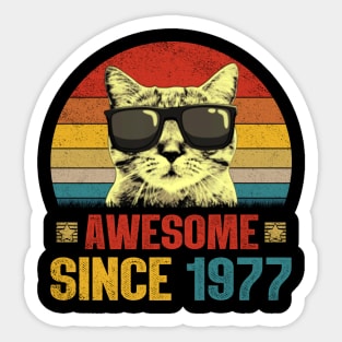 Awesome Since 1977 47th Birthday Gifts Cat Lover Sticker